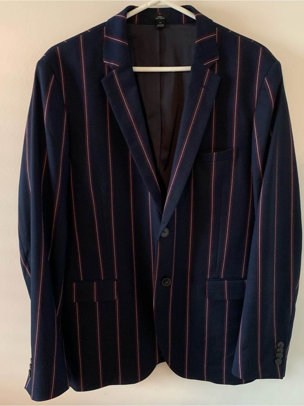 Frank and Oak Blazer Navy Blue Pinstripe Jacket Sz 40